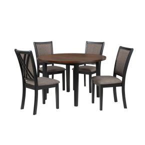 New Classic D4832B-48S-RND Potomac - 5 Piece Round Dining Set (Table & 4 Chairs) - Brown / Black