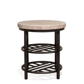 Riverside Furniture 77708 Capri - Round Side Table - Alabaster Travertine