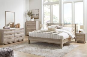Signature Design by Ashley® B2075/231/36/345/158/156/92(2)/B100-14 Hasbrick - Tan - 8 Pc. - Dresser, Mirror, Chest, King Slat Panel Bed, 2 Nightstands