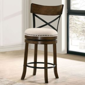 Furniture of America CM-BR1855A-24-2PK Clarence - Swivel Counter Stool (Set of 2) - Oak