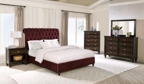 Coaster Fine Furniture 360341KW-S5 Devon - 5 Piece California King Bedroom Set - Red And Dark Oak