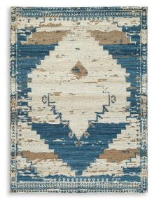 Signature Design by Ashley® R407132 Varnler - 5' x 7' Rug - Blue / Brown / Tan