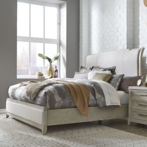 Liberty Furniture 902-BR-QUB Belmar - Queen Upholstered Bed - Washed Taupe