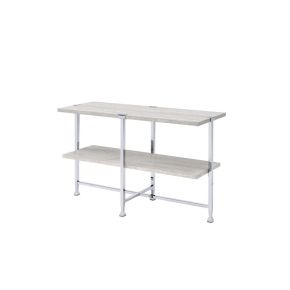 ACME 83213 Brecon - Sofa Table - White Oak & Chrome