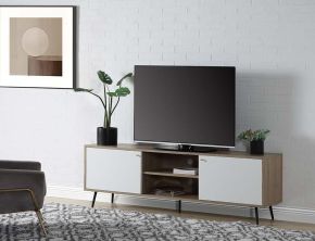 ACME LV00790 Wafiya - TV Stand - Rustic Oak, White & Black Finish