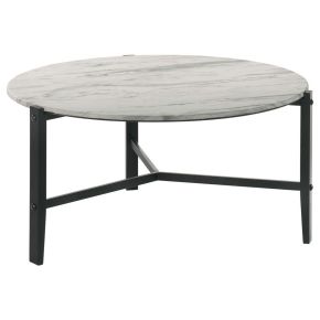 CoasterEssence 753538 Tandi - Round Faux Marble Coffee Table - White And Black