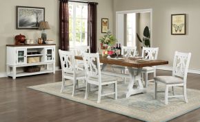 Furniture of America CM3417T-TABLE Auletta - Dining Table - Distressed White / Distressed Dark Oak
