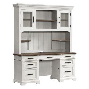 Intercon DK-HO-6852H-RFO-C Drake - Credenza Hutch - Rustic White / French Oak