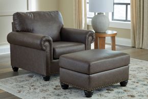 Benchcraft® 55503/20/14 Roxmere - 2 Pc. - Chair, Ottoman - Umber