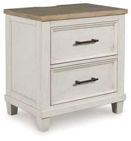 Benchcraft® B683-92 Shaybrock - Two Drawer Night Stand - Antique White / Brown