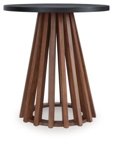 Ashley Furniture T737-6 Kallari - Round End Table - Warm Brown / Black