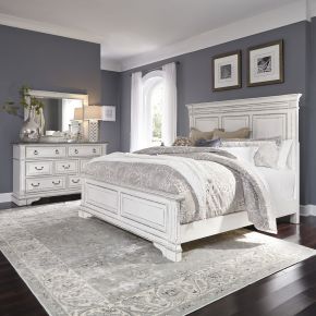 Liberty Furniture 520-BR-QPBDM Abbey Park - 3 Piece Bedroom Set (Queen Panel Bed, Dresser & Mirror) - White