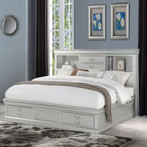 ACME 24920Q ACME 24920Q Louis Philippe III - Queen Bed With Storage - Platinum