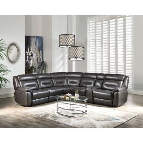 ACME 54810 Imogen - Power Motion Sectional Sofa With USB - Gray Leather-Aire