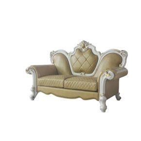 ACME 58211 ACME 58211 Picardy - Loveseat With 3 Pillows - Butterscotch Synthetic Leather & Antique Pearl