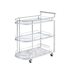 ACME AC00161 Inyo - Serving Cart - Clear Glass & Chrome
