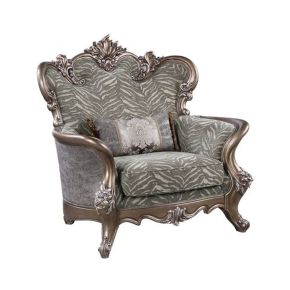 ACME LV00301 Elozzol - Chair With Pillow - Fabric & Antique Bronze Finish - Wood