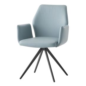 ACME DN02403 Segismunda - Arm Chair With Swivel - Light Blue Leather & Black