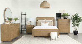 CoasterElevations 224300Q-S5 Arini - 5 Piece Queen Bedroom Set - Sand Wash And Natural Cane
