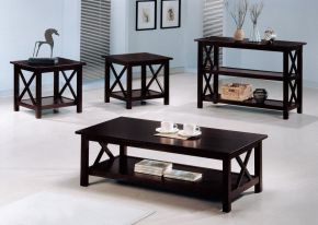 CoasterEssence 5909 Rachelle - 3 Piece Rectangular Coffee Table Set - Deep Merlot