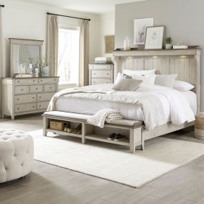 Liberty Furniture 457-BR-CMSDMC Ivy Hollow - 4 Piece Bedroom Set (California King Mantle Storage Bed, Dresser & Mirror, Chest) - White