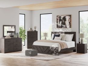 Signature Design by Ashley® B3789/31/36/46/72/97 Prendonea - 5 Pc. - Dresser, Mirror, Chest, King Panel Bed - Charcoal