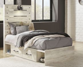 Signature Design by Ashley® B192/53/52/150/B100-11 Cambeck - Twin Panel Bed with Side Storage Drawers - Whitewash