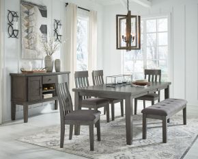 Signature Design by Ashley® D589/35/01(4)/00/60 Hallanden - 7 Pc. - Extension Table, 4 Side Chairs, Bench, Server - Black / Gray