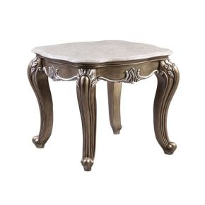 ACME LV00303 Elozzol - End Table - Marble & Antique Bronze Finish