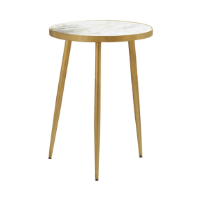 CoasterEveryday 930060 Acheson - Round Marble Top Side Table - White And Gold