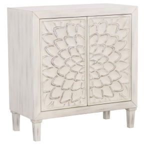 CoasterElevations 953347 Clarkia - Accent Cabinet With Floral Carved Door - White