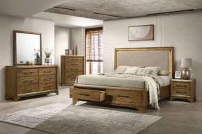 New Classic 00-B1424-15C Talcott - 6/6 Eastern King 5 Piece Bedroom Set (Bed & Dresser & Mirror & Chest & Nightstand) - Light Brown