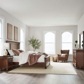 Liberty Furniture 589-BR-KPBDMN Rustic Traditions - 4 Piece Bedroom Set (King Panel Bed, Dresser & Mirror, Night Stand) - Cherry