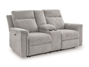 Ashley Furniture 3320196 Ashley Furniture 3320196 Barnsana - Dbl Power Reclining Loveseat with Console - Ash