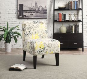 ACME 59438 Ollano - Accent Chair - Pattern Fabric Bike)