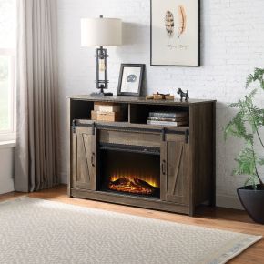 ACME AC00274 Tobias - 38" Fireplace - Rustic Oak