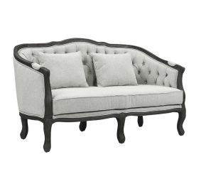 ACME LV01128 Samael - Loveseat - Gray Linen & Dark Brown Finish