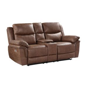 New Classic U5985-25P1-BRN Ryland - Console Loveseat With Power Footrest - Brown