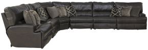 Catnapper 643/66/64/68/65/69/67-09 Catnapper 643/66/64/68/65/69/67-09 Como - 7 Piece Italian Leather Match Power Reclining Sectional With 2 Lay Flat Reclining Seats - Chocolate