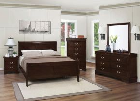 CoasterEveryday 202411KE-S4 Louis Philippe - 4 Piece Eastern King Bedroom Set - Cappuccino