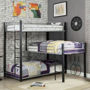 Furniture of America CM-BK919-BED Aubrey - Twin Triple Decker Bed - Sand Black