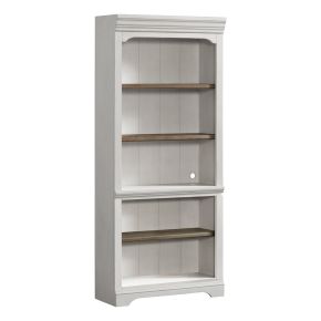 Intercon DK-HO-7632B-RFO-C Drake - 76" Bunching Bookcase - Rustic White / French Oak