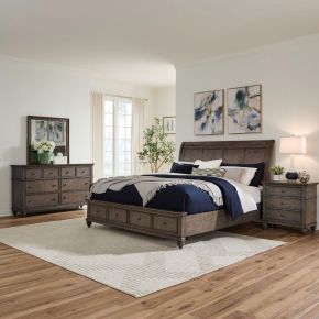 Liberty Furniture 104G-BR-KSBDMN Liberty Furniture 104G-BR-KSBDMN Twin Lakes - 4 Piece Bedroom Set (King Storage Bed, Dresser & Mirror, Night Stand) - Gray