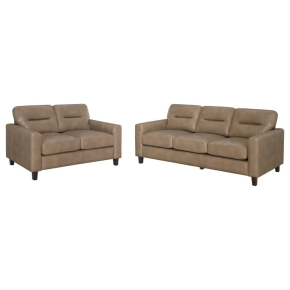 Coaster Fine Furniture 504667-S2 Scotland - 2 Piece Faux Leather Upholstered Sofa Set - Brown