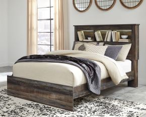 Signature Design by Ashley® B211/65/54/96 Drystan - Queen Panel Bookcase Bed - Brown / Beige