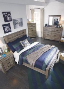 Signature Design by Ashley® B248/31/36/87/84/86 Zelen - Warm Gray - 5 Pc. - Dresser, Mirror, Full Panel Bed