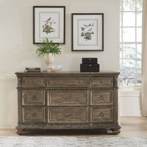 Liberty Furniture 502-BR31 Carlisle Court - 9 Drawer Dresser - Medium Brown