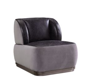 ACME 59270 Decapree - Accent Chair - Antique Slate Top Grain Leather & Gray Velvet