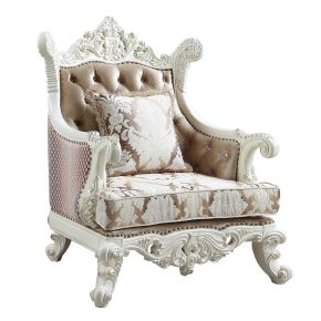 ACME LV00805 Vanaheim - Chair - Fabric & Antique White Finish