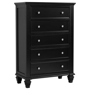 CoasterEssence 201325 Sandy Beach - 5-Drawer Bedroom Chest - Black